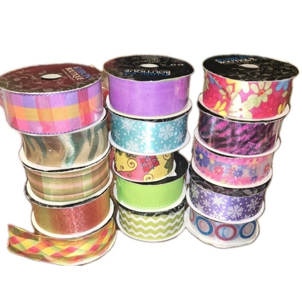 1.5" Ribbon Lot Great for Hair Bows Polyester Printed Snow Animal Pink Green